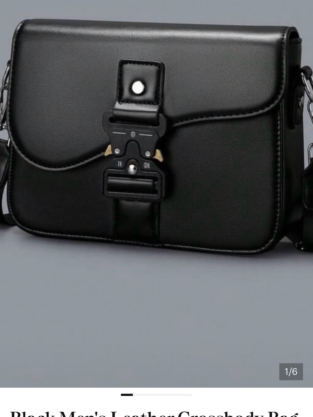 Black Leather Crossbody Bag for Men - Classic Minimal Design